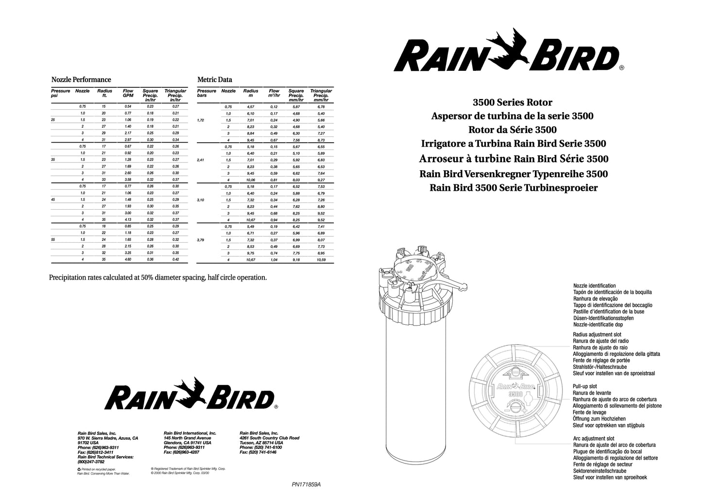 (20) Aspersores Rotor Marca Rain Bird 3500 Pc De 4 Pulg.